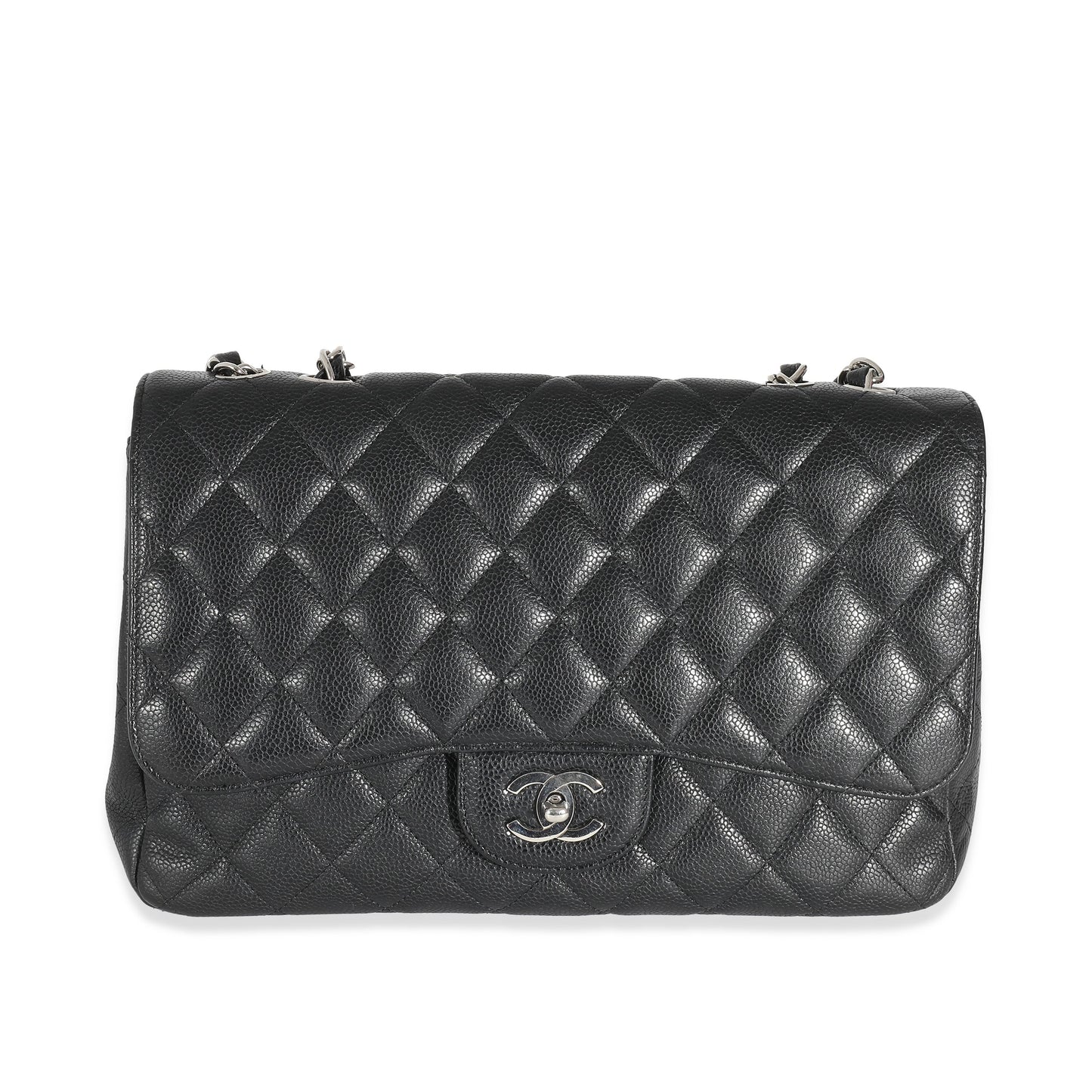 Chanel Black Quilted Caviar Jumbo Classic Single Flap Handbag