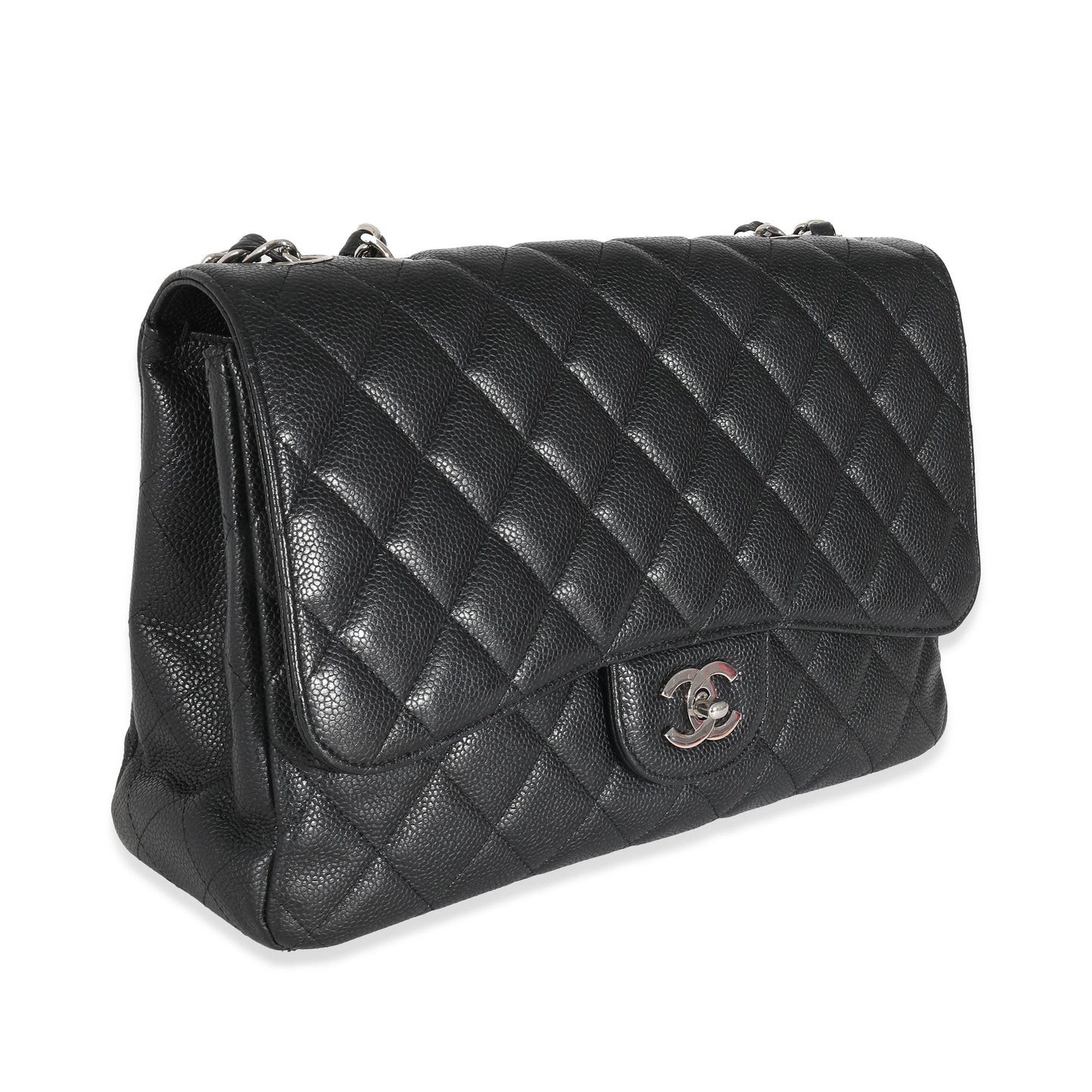 Chanel Black Quilted Caviar Jumbo Classic Single Flap Handbag