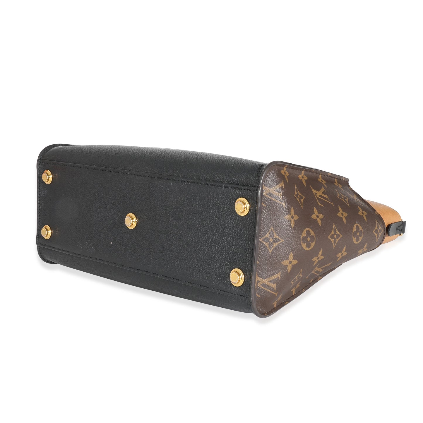 Louis Vuitton Louis Vuitton Black Calfskin Monogram Canvas On My Side MM