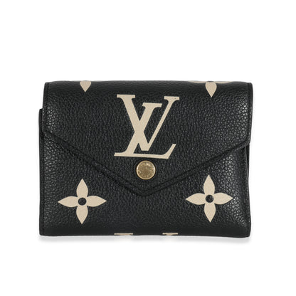 Louis Vuitton Black Beige Bicolor Giant Monogram Empreinte Victorine Wallet