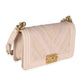 Chanel Beige Caviar Suede Calfskin Chevron Medium Boy Handbag