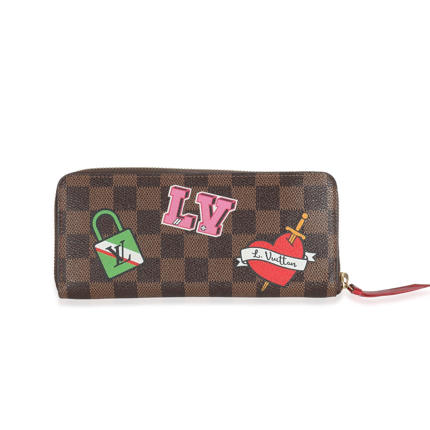 Louis Vuitton Louis Vuitton Damier Ebene Canvas Patches Clemence Wallet