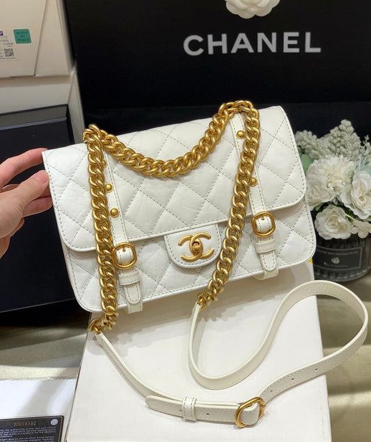CHL -  Co Co Shoulder Bag Gold Chain White For Women 9.8in/25cm