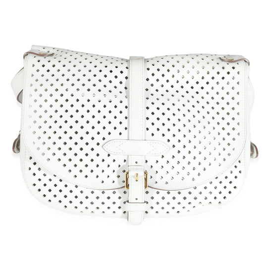 Louis Vuitton White Perforated Leather Sofia Coppola Flore Saumur