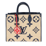 Louis Vuitton Louis Vuitton Navy Calfskin Monogram Raffia Giant OnTheGo MM
