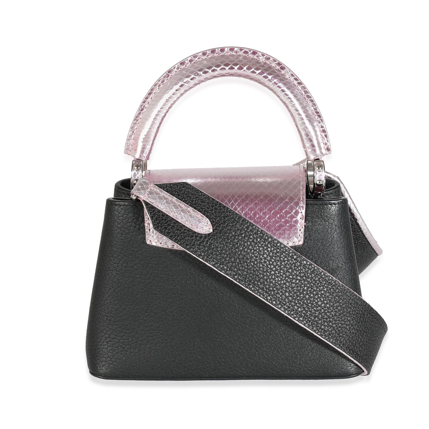 Louis Vuitton Louis Vuitton Black Taurillon Pink Python Mini Capucines