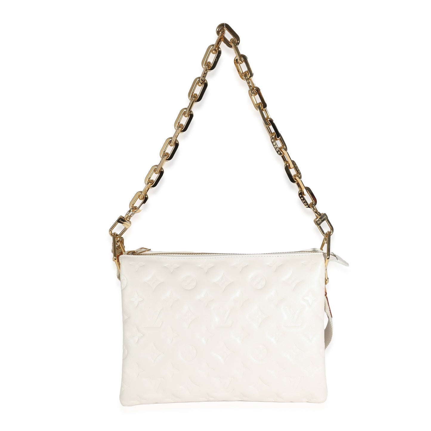 Louis Vuitton Cream Puffy Lambskin Monogram Coussin PM