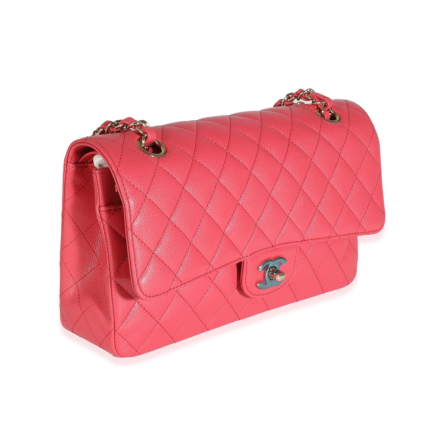 Chanel Dark Pink Quilted Caviar Medium Classic Double Flap Handbag