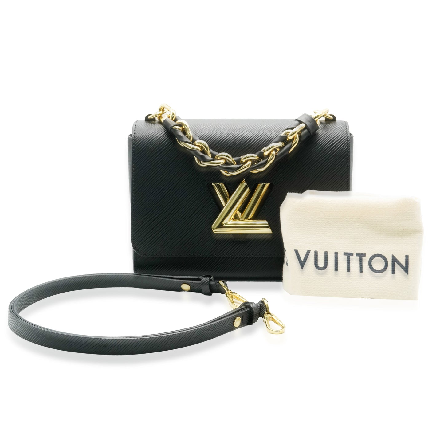 Louis Vuitton Black Epi Braided Handle Twist MM