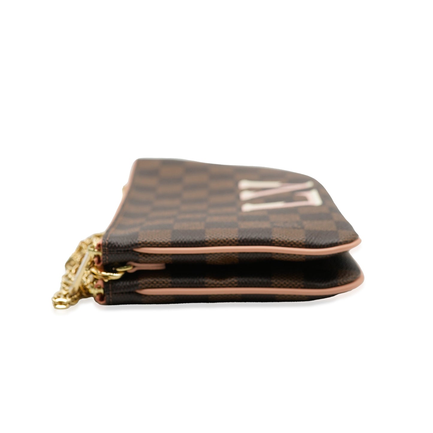 Louis Vuitton Louis Vuitton Pink Damier Ebene Canvas Double Zip Pochette