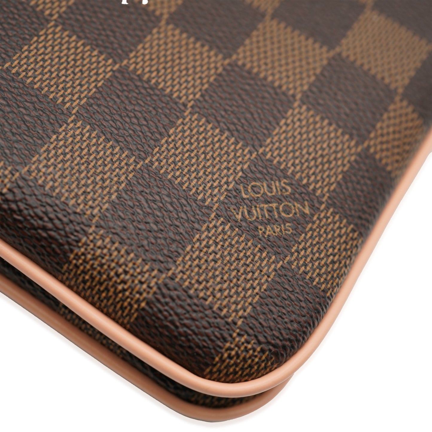 Louis Vuitton Louis Vuitton Pink Damier Ebene Canvas Double Zip Pochette