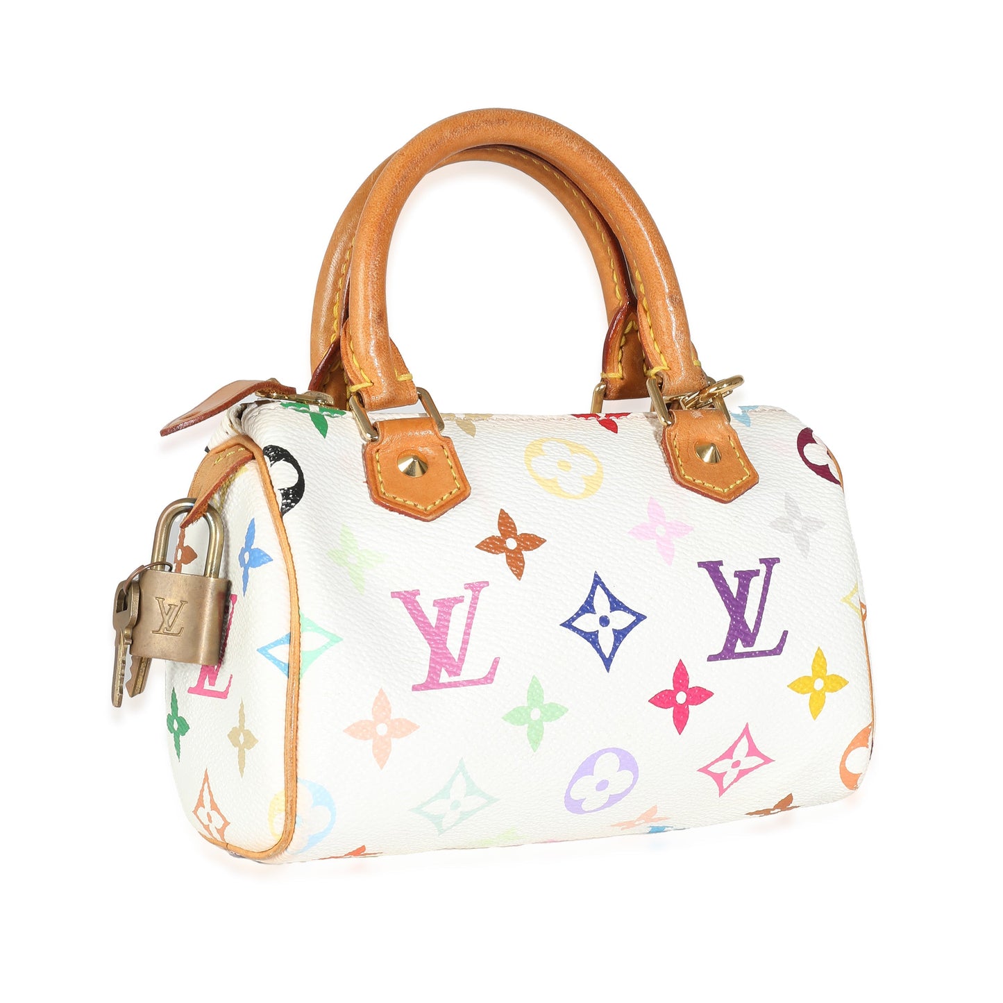 Louis Vuitton Louis Vuitton x Takashi Murakami White Multicolor Monogram Canvas Nano Speedy