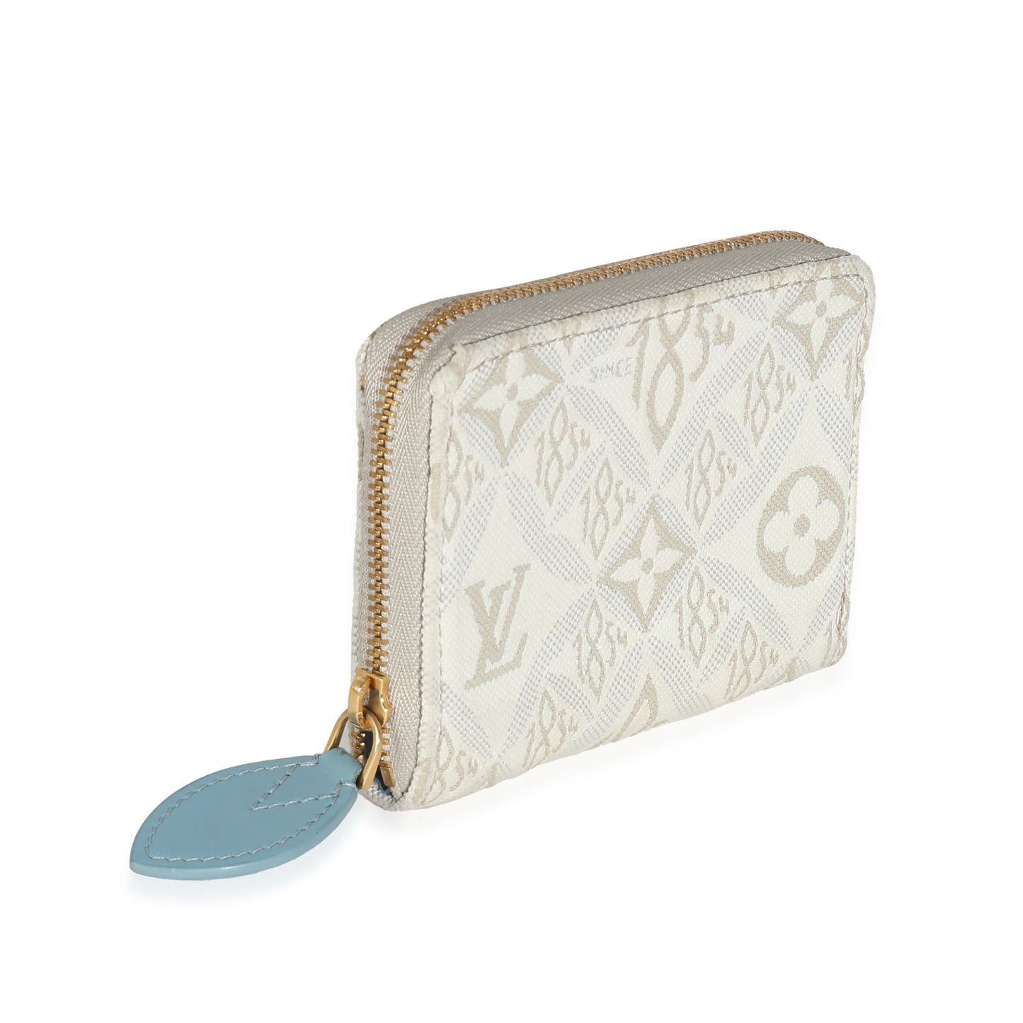 Louis Vuitton Louis Vuitton Beige White Jacquard Since 1854 Zippy Coin Purse