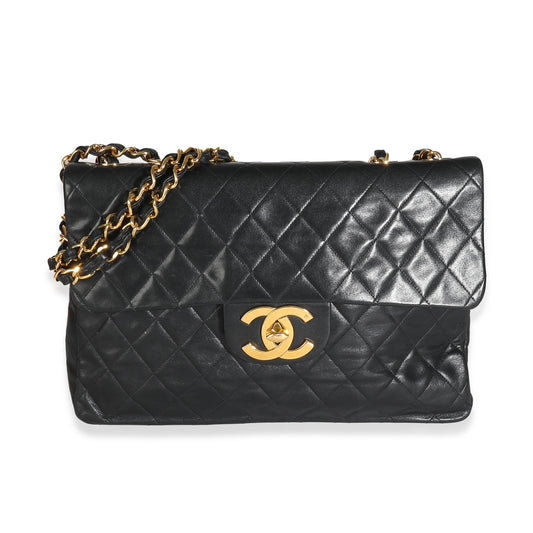 Chanel  24K Black Quilted Lambskin Maxi XL Flap Bag