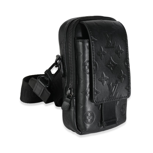 Louis Vuitton Louis Vuitton Black Monogram Shadow Double Phone Pouch NM