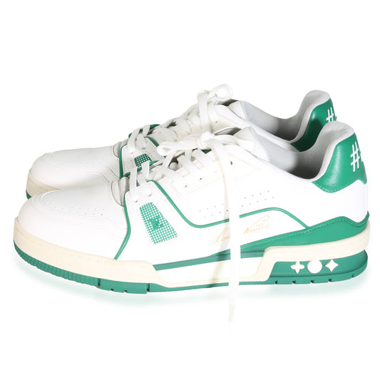 Louis Vuitton Green White Leather LV Trainer Sneaker 6