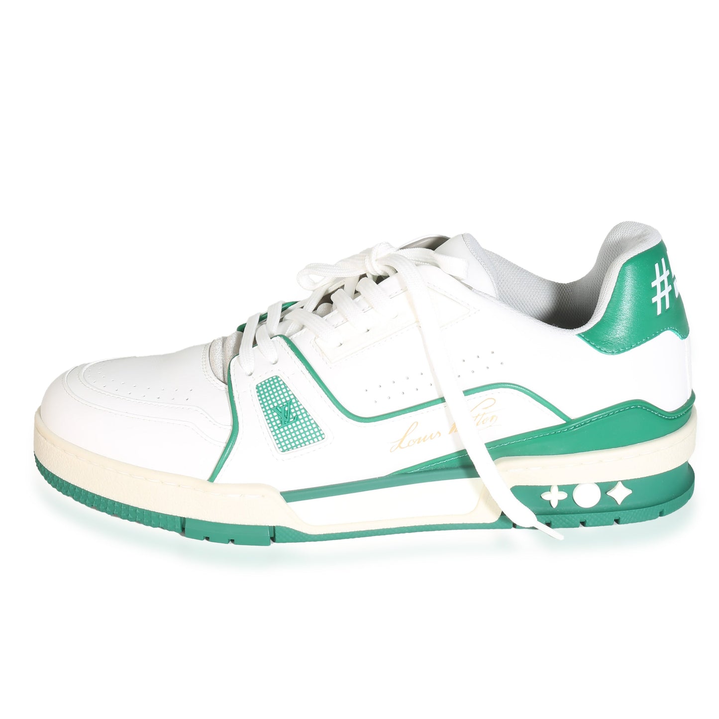 Louis Vuitton Green White Leather LV Trainer Sneaker 6
