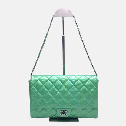 Chanel Envelope Clutch with Chains 2013 Shoulder Bag Apple Green Patent Leather