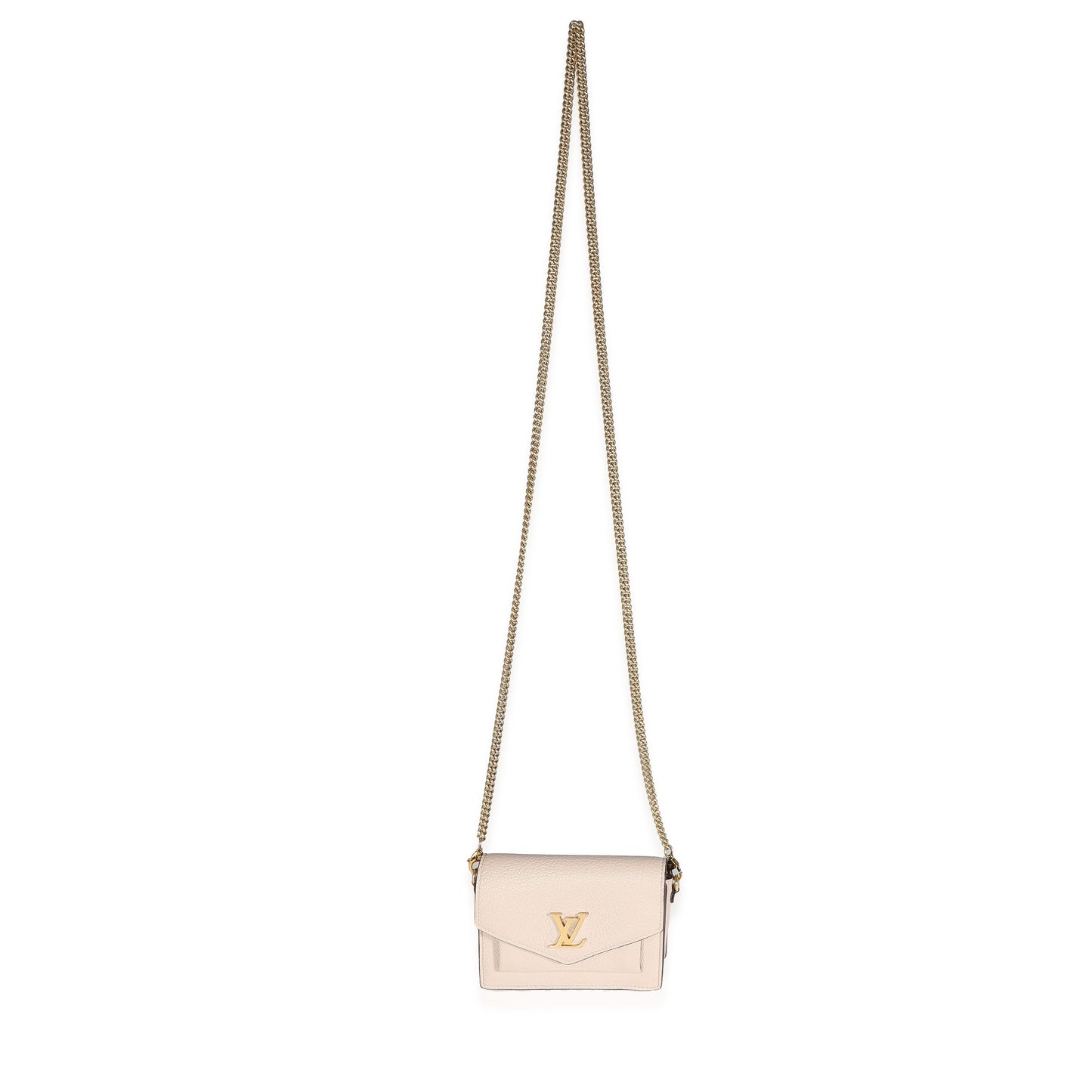 Louis Vuitton Greige Calfskin Mini MyLockMe Chain Pochette