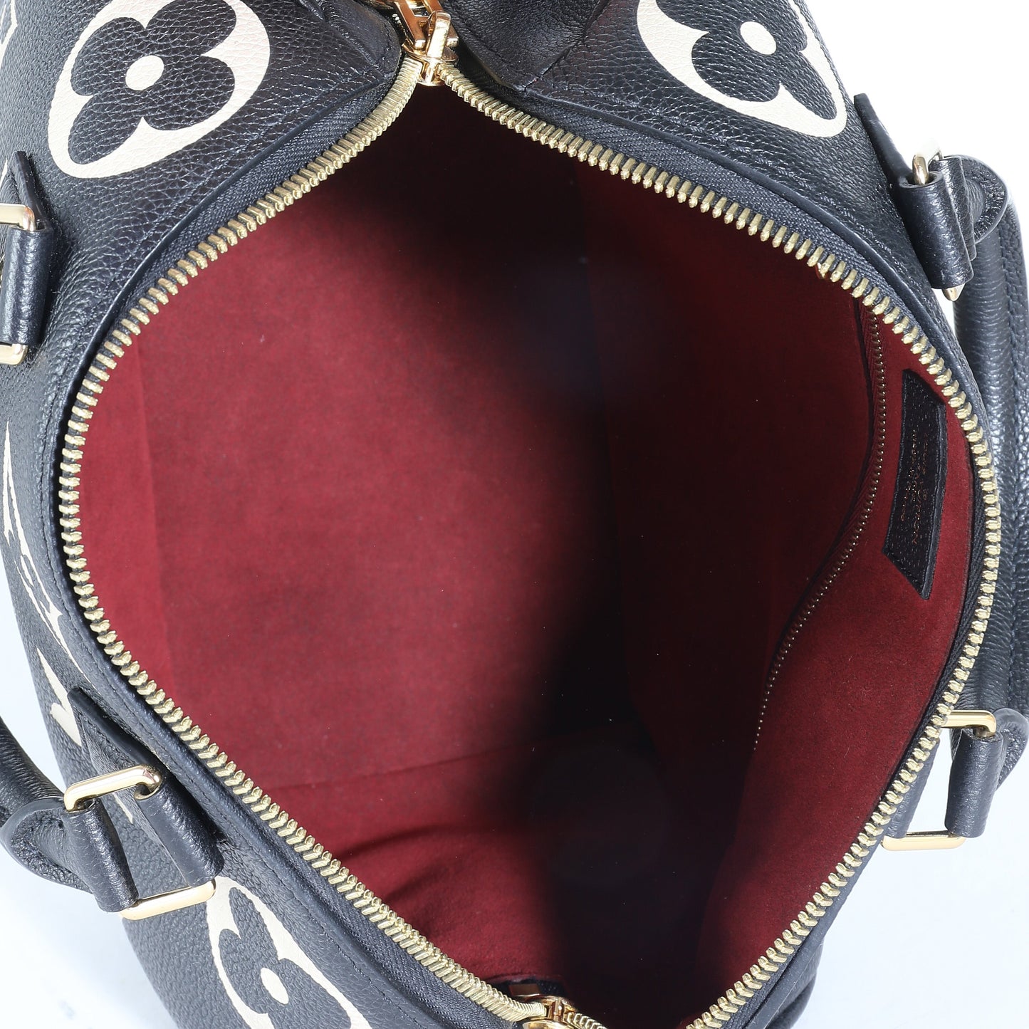 Louis Vuitton Black Beige Monogram Empreinte Speedy Bandouliere 25
