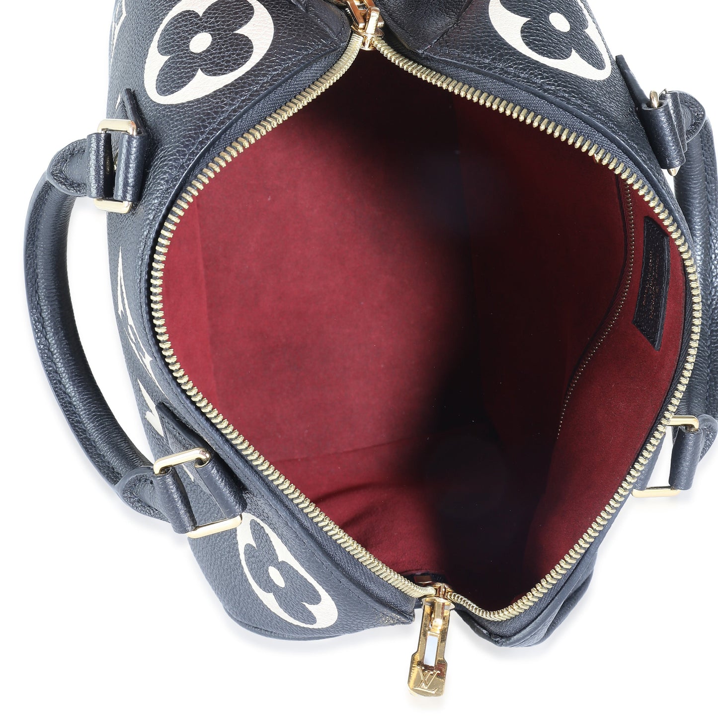Louis Vuitton Black Beige Monogram Empreinte Speedy Bandouliere 25