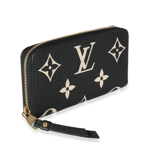 Louis Vuitton Beige Black Monogram Giant Empreinte Zippy Wallet