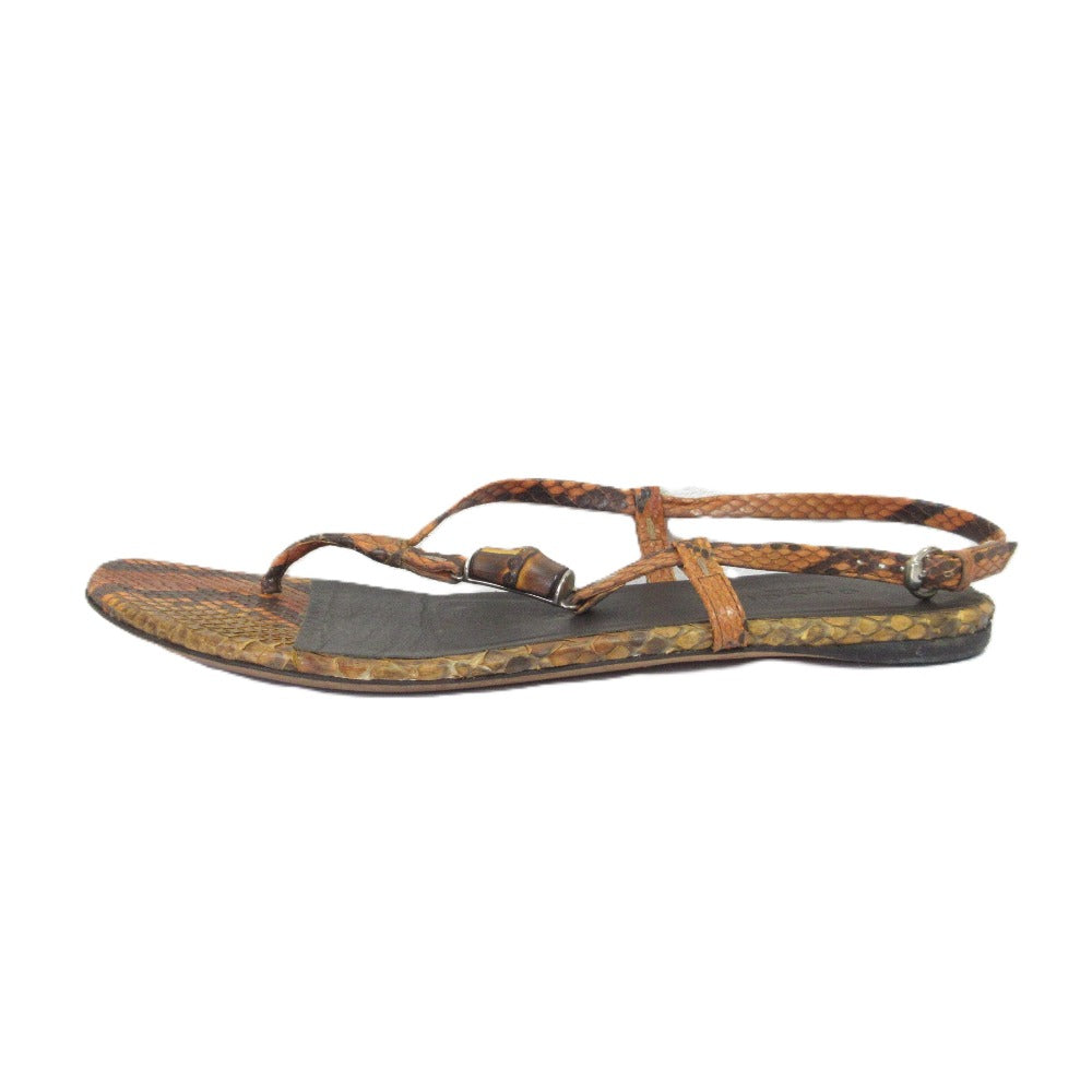 Gucci Bamboo Python Leather Flat Sandals