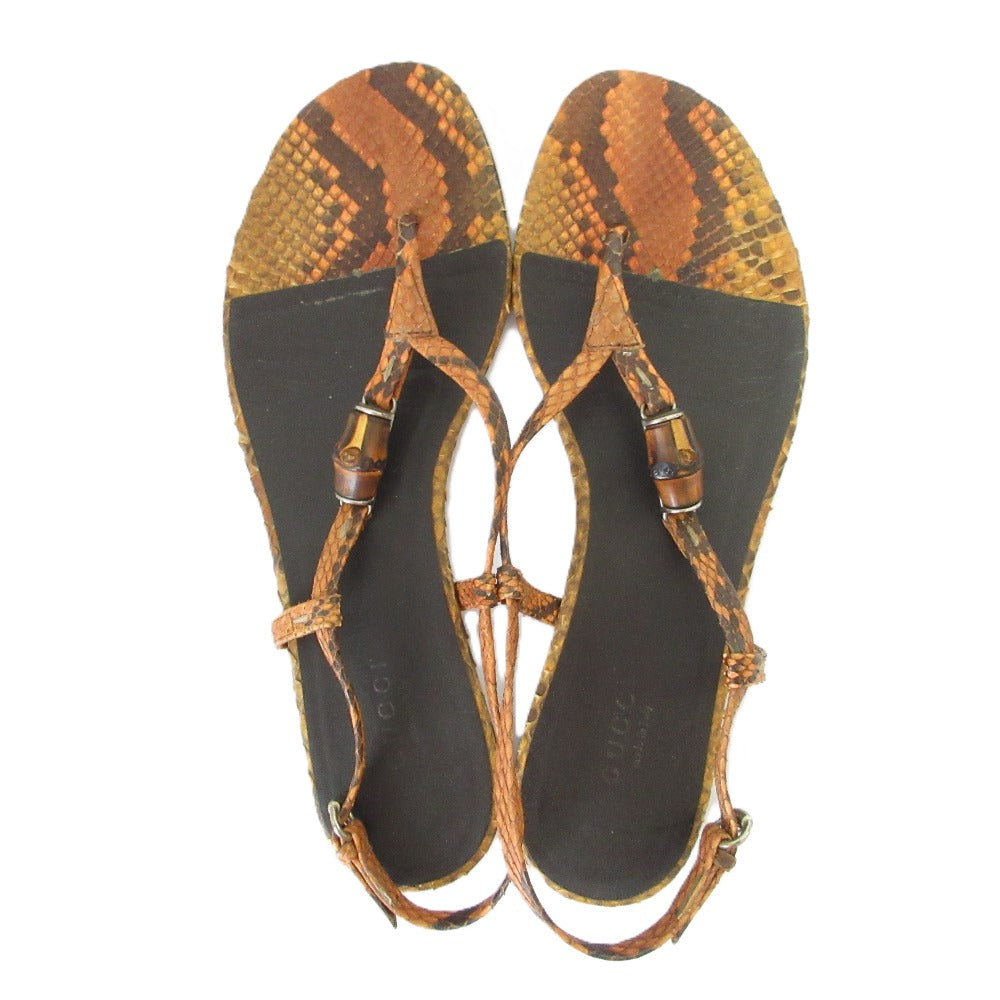 Gucci Bamboo Python Leather Flat Sandals