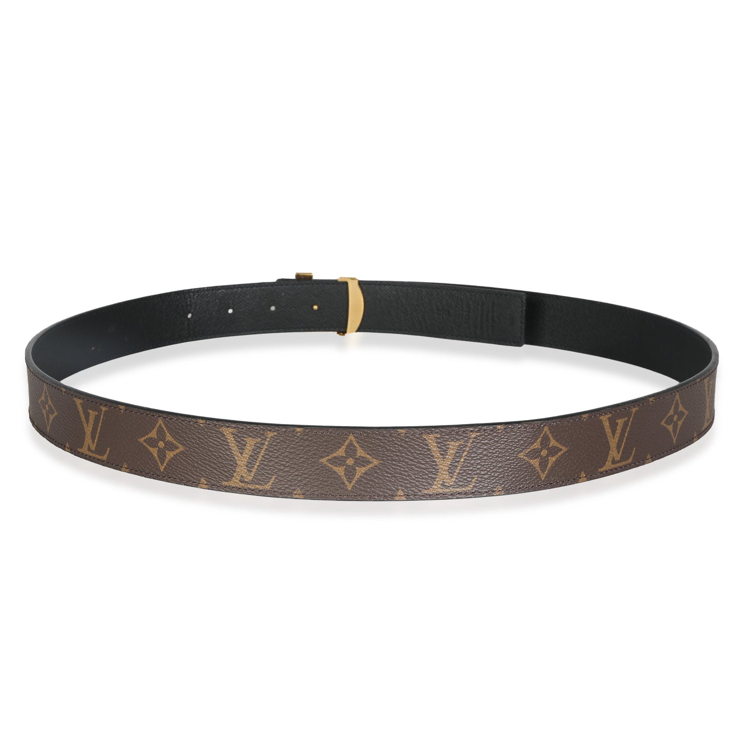 Louis Vuitton Black Monogram Canvas Reversible LV Initiales 30mm 95/38