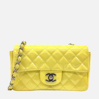 Chanel Classic Flap Rectangular Mini Yellow Patent Leather Silver HW, 2014-2015
