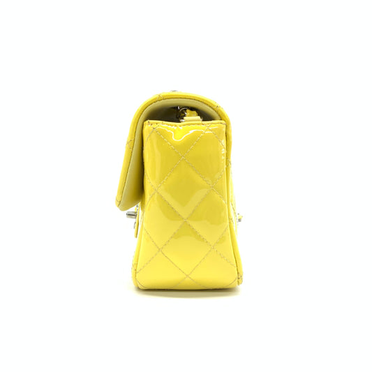 Chanel Classic Flap Rectangular Mini Yellow Patent Leather Silver HW, 2014-2015