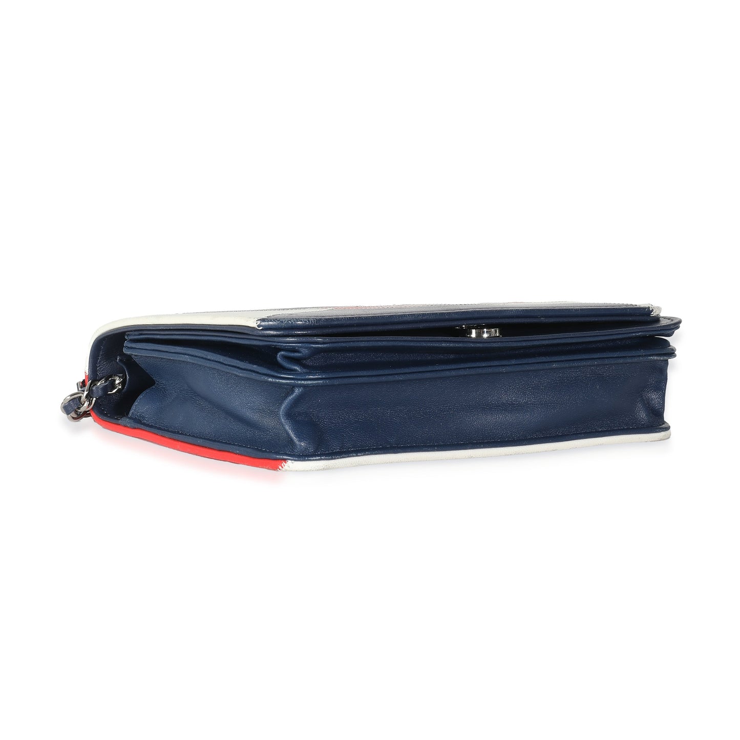 Chanel Red Blue White Lambskin Patchwork CC Flap Bag