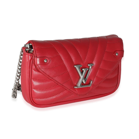 Louis Vuitton Scarlet Calfskin New Wave Chain Pochette