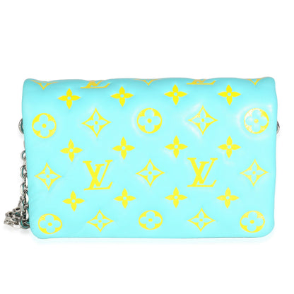 Louis Vuitton Menthe Jaune Monogram Embossed Lambskin Pochette Coussin