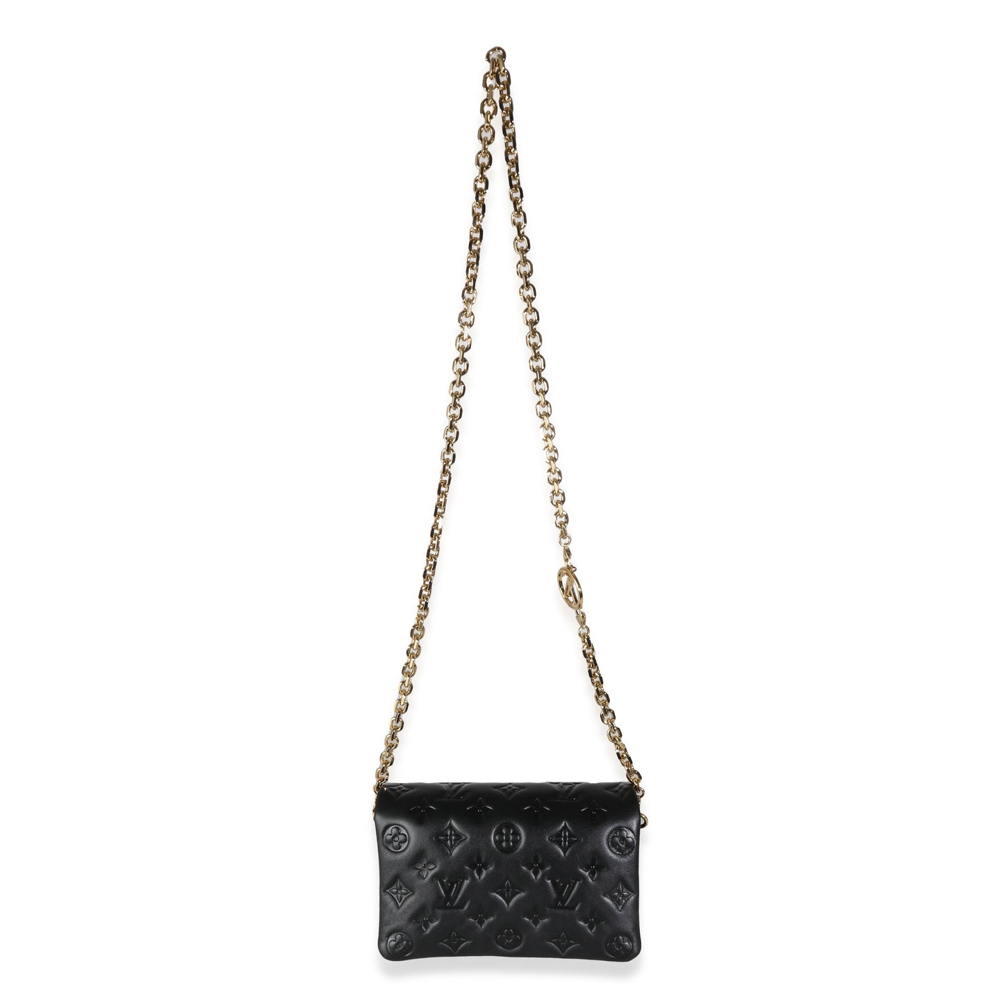 Louis Vuitton Black Monogram Embossed Puffy Lambskin Pochette Coussin