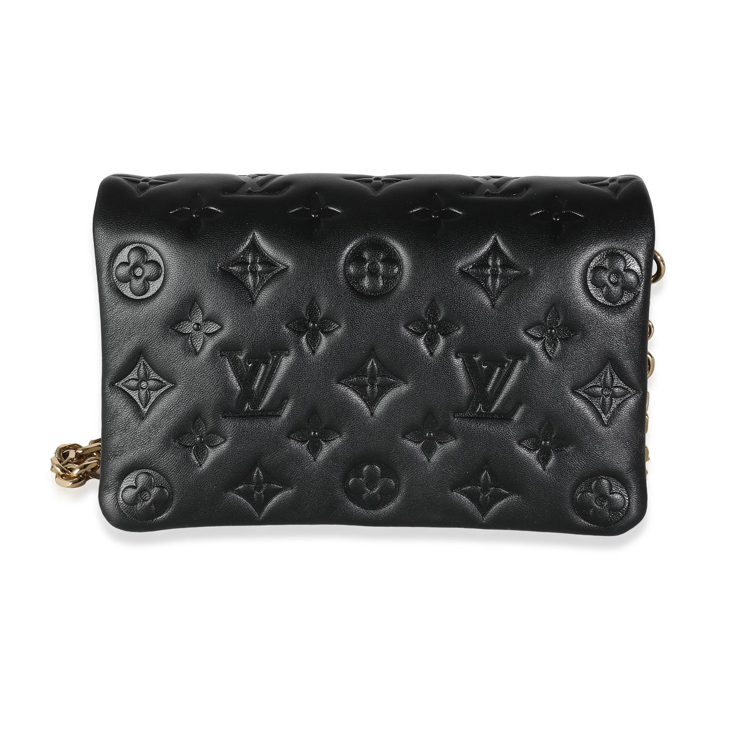 Louis Vuitton Black Monogram Embossed Puffy Lambskin Pochette Coussin