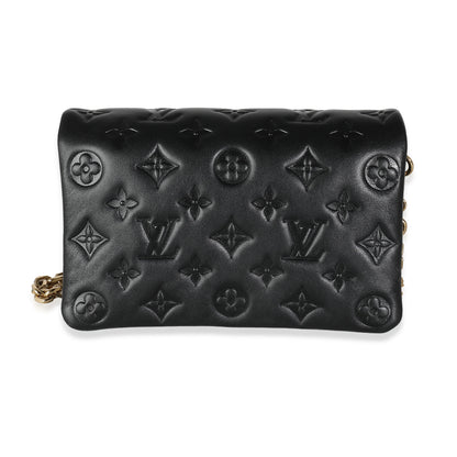 Louis Vuitton Black Monogram Embossed Puffy Lambskin Pochette Coussin