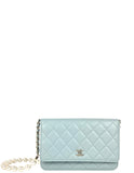 Chanel Light Blue Lambskin Pearl WOC