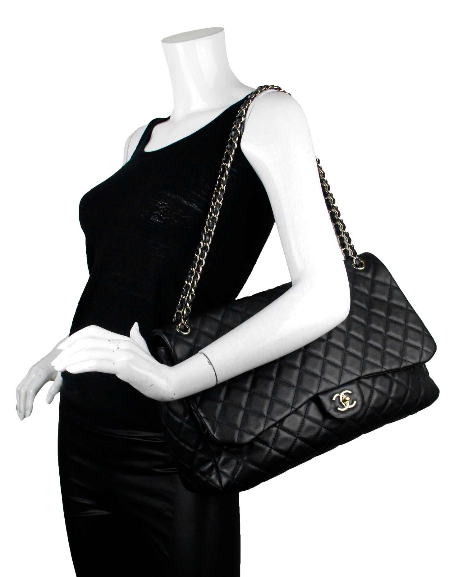 Chanel Black Leather Quilted XXL Airlines Flap Bag