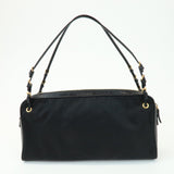 PRADA Triangle Logo Nylon Leather Shoulder Bag Black BN0218