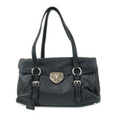 PRADA Calf Leather Shoulder Bag Black BR4479