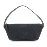 GUCCI Sherry Boat Bag GG Canvas Leather Hand Bag Black 141809