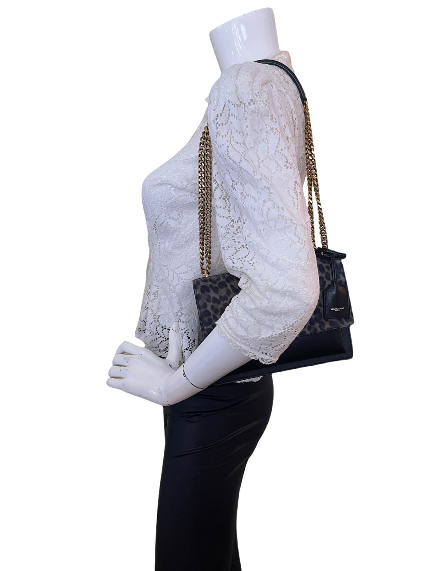 Saint Laurent Medium Sunset Leopard Print Shoulder Bag