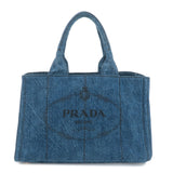 PRADA Triangle Logo Canapa Canvas Denim Hand Bag Navy B1877B  d