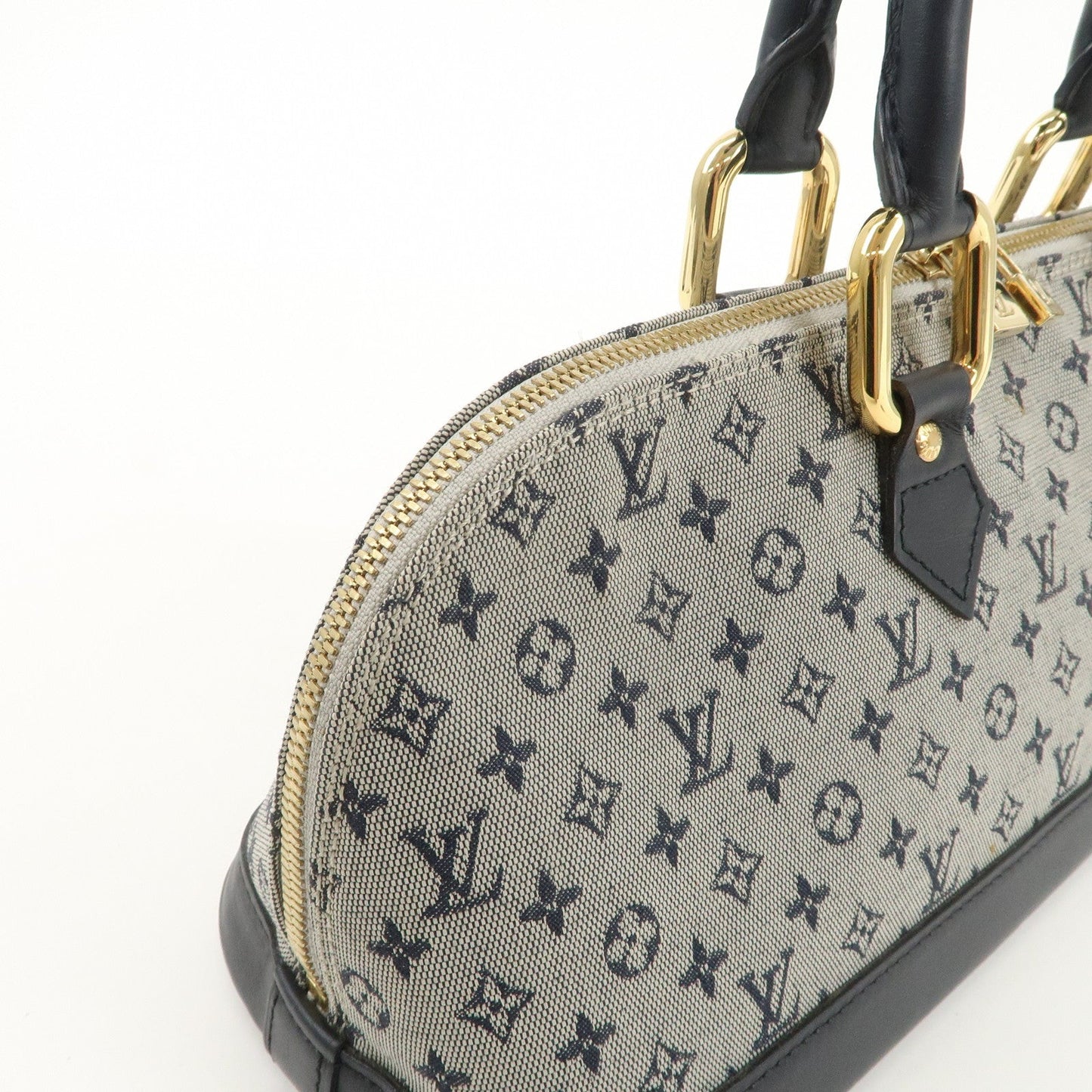 Louis Vuitton Monogram Mini Alma Long Hand Bag Blue M92205