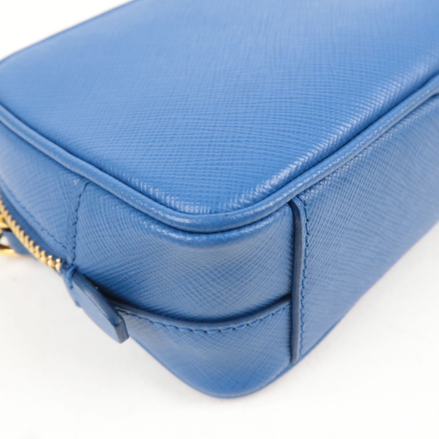 Prada Logo Leather Shoulder Bag Mini Bag Blue 1N1674