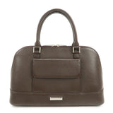 BURBERRY Logo Leather Hand Bag Brown