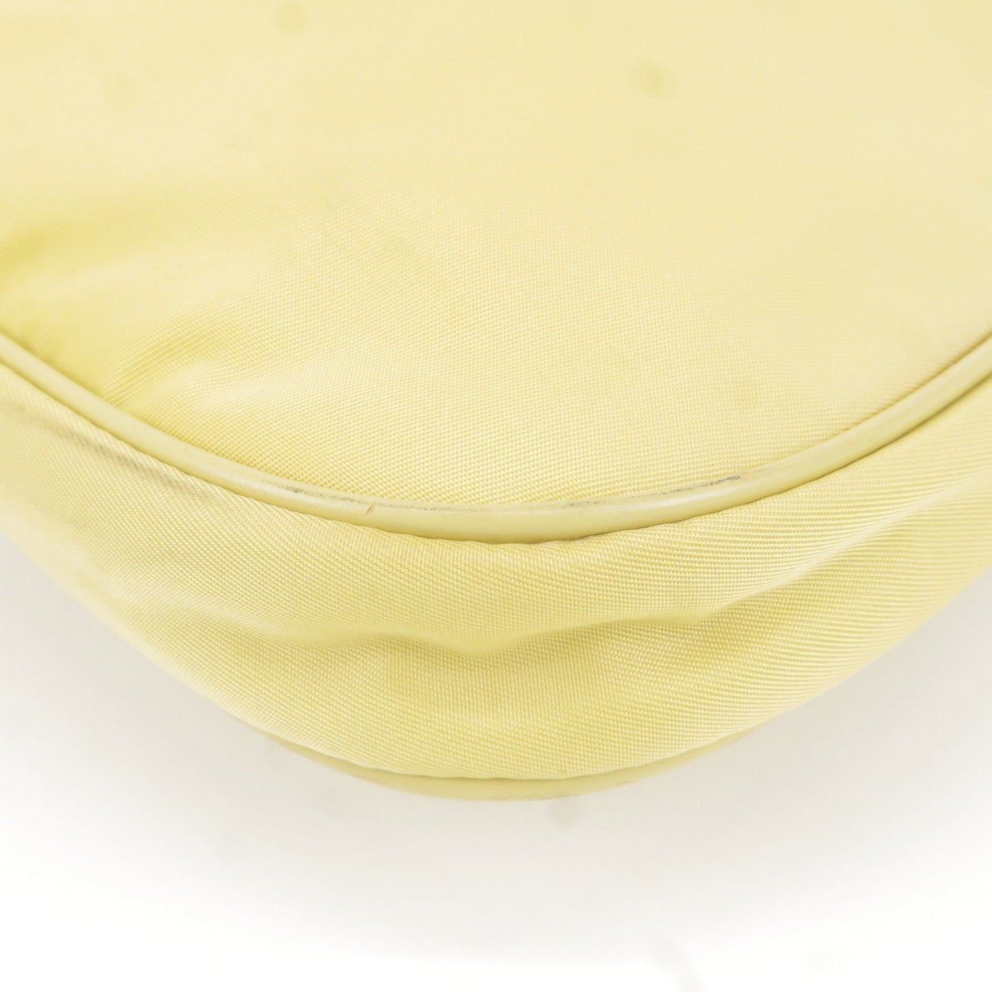 Prada Logo Nylon Leather Chain Shoulder Bag Yellow BR0104