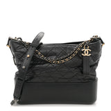 Amelia Aged Calfskin Quilted Medium Gabrielle Hobo Black