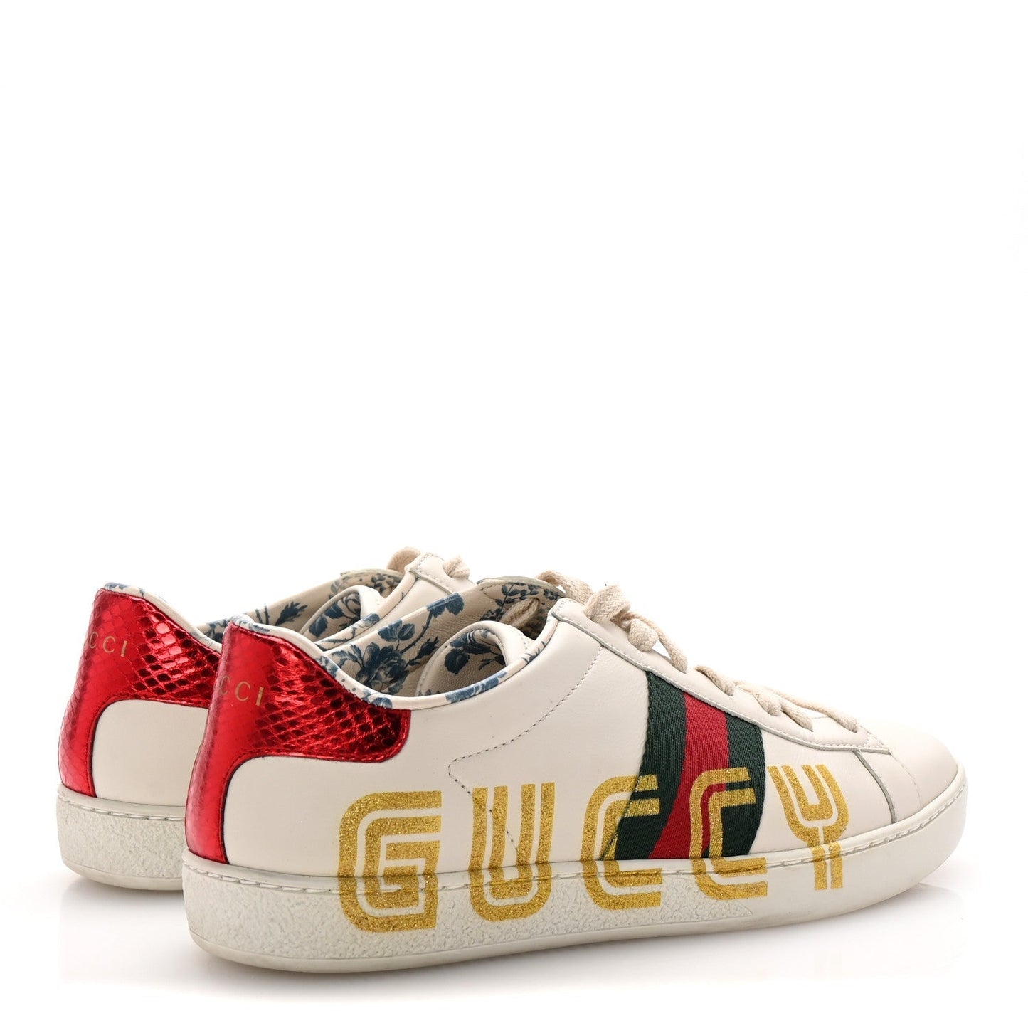 Amelia X SEGA Calfskin Ayers Web Guccy Womens Ace Sneakers 37 White